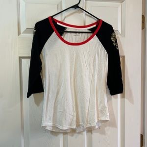 Express gold sequin skull shirt